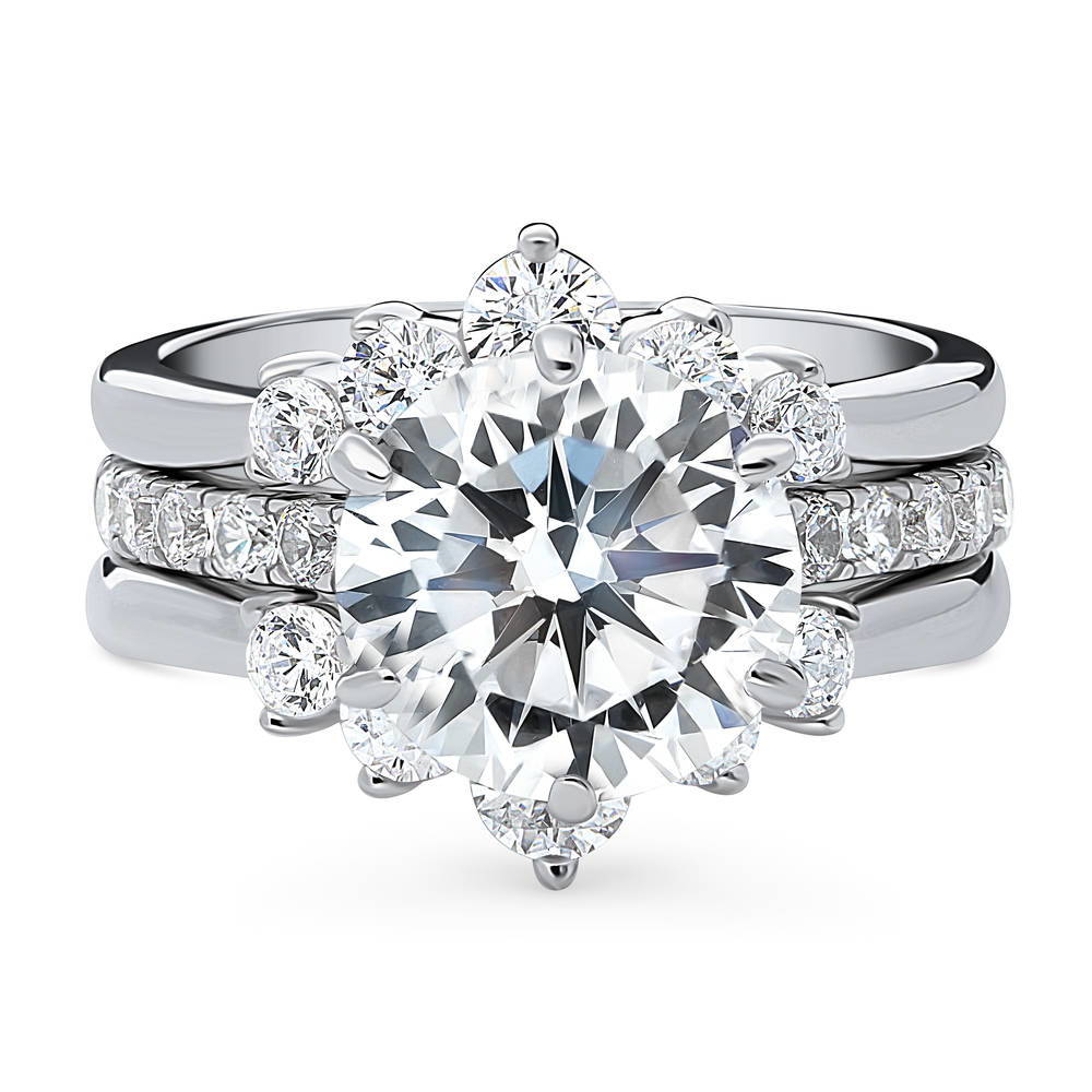 5-Stone Solitaire CZ Ring Set in Sterling Silver