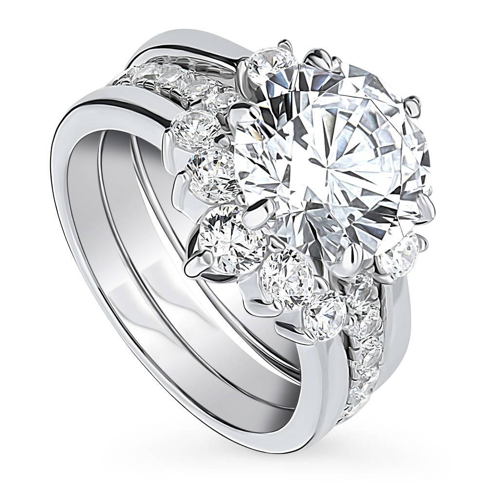 5-Stone Solitaire CZ Ring Set in Sterling Silver