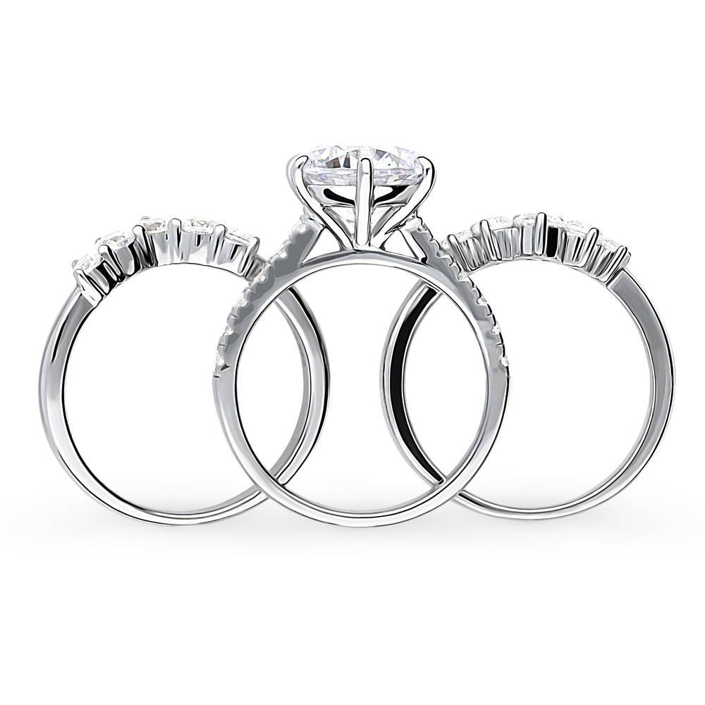 5-Stone Solitaire CZ Ring Set in Sterling Silver