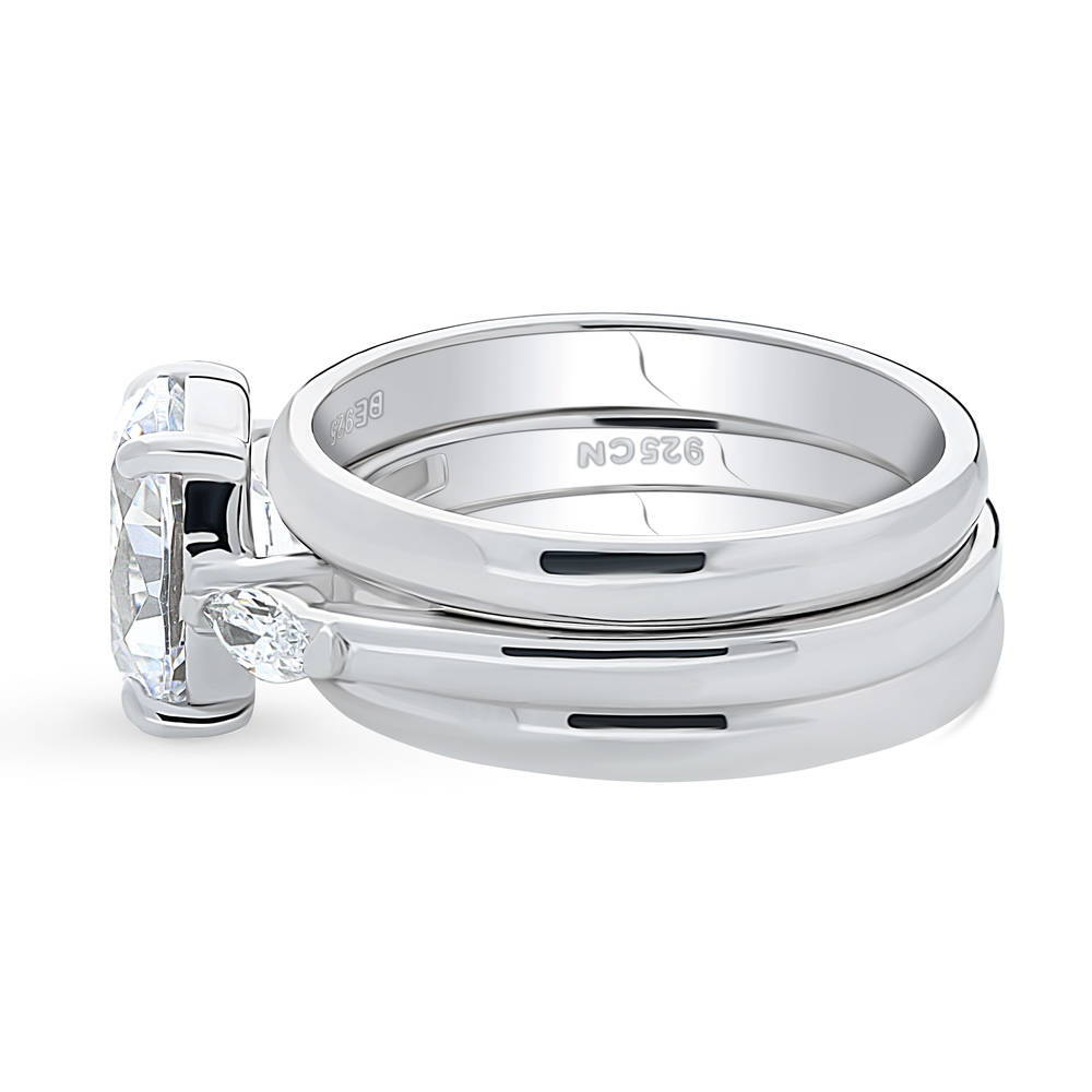 3-Stone Oval CZ Ring Set in Sterling Silver