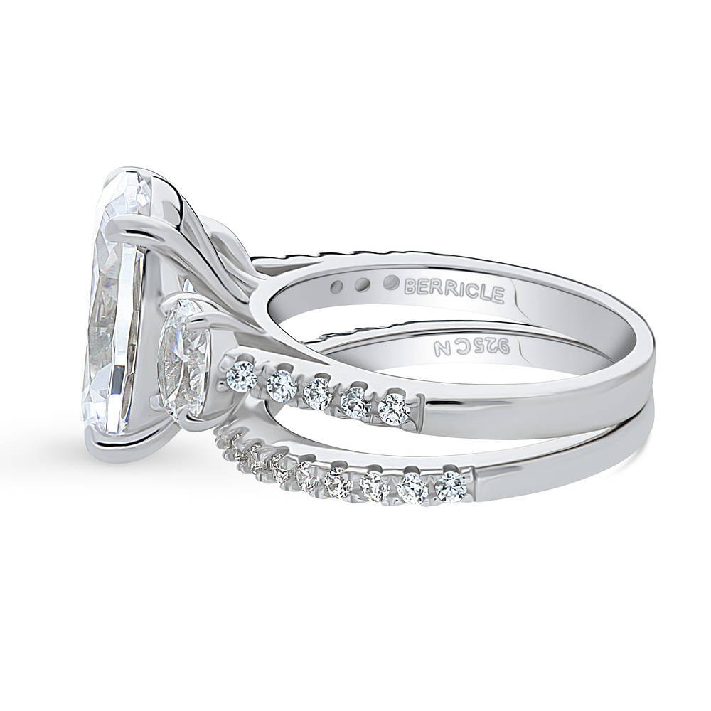3-Stone Oval CZ Ring Set in Sterling Silver