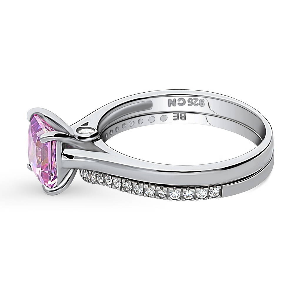 Solitaire 1.2ct Purple Princess CZ Ring Set in Sterling Silver