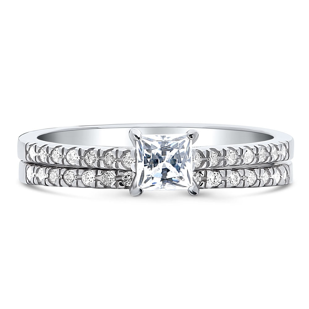 Solitaire 0.4ct Princess CZ Ring Set in Sterling Silver