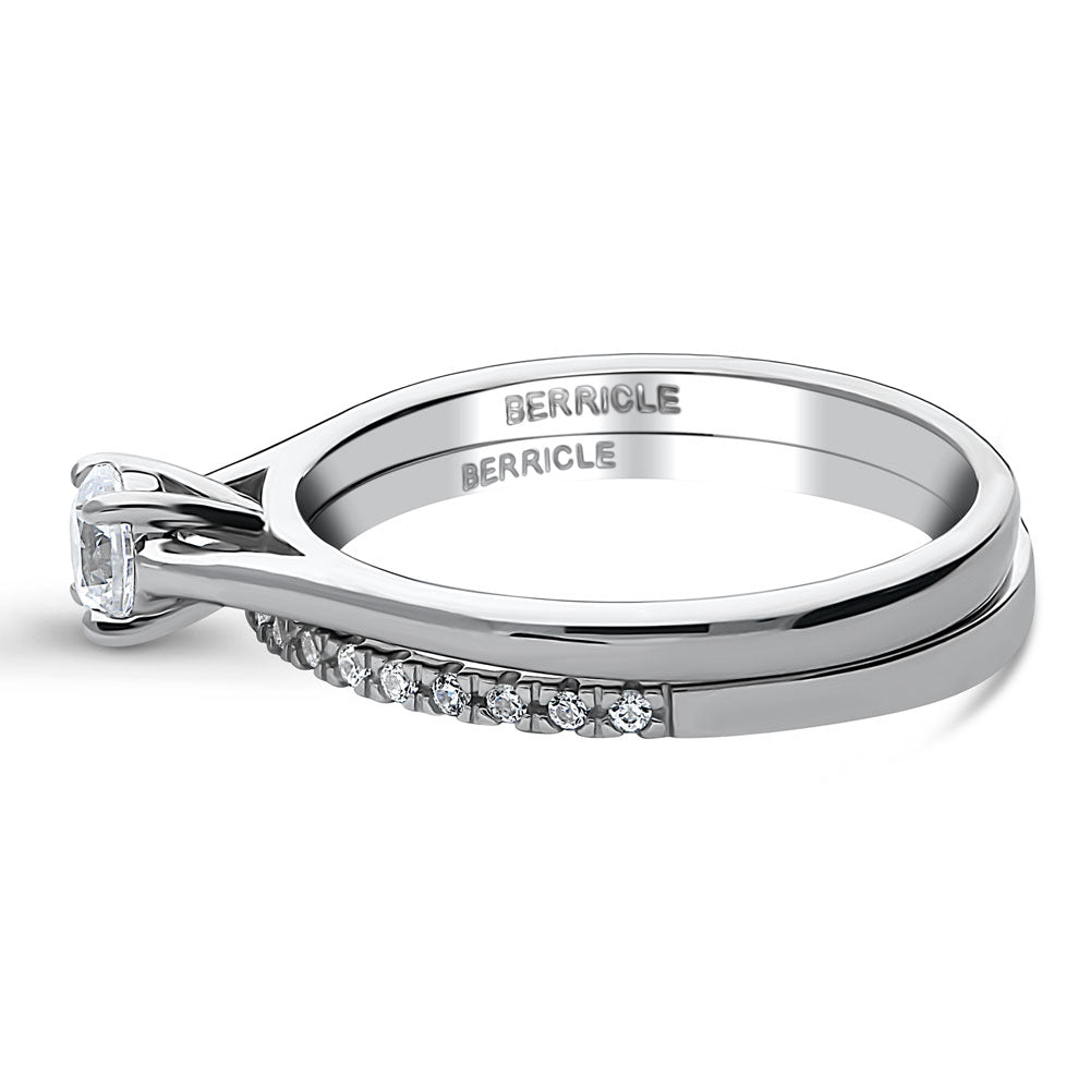 Solitaire 0.35ct Round CZ Ring Set in Sterling Silver