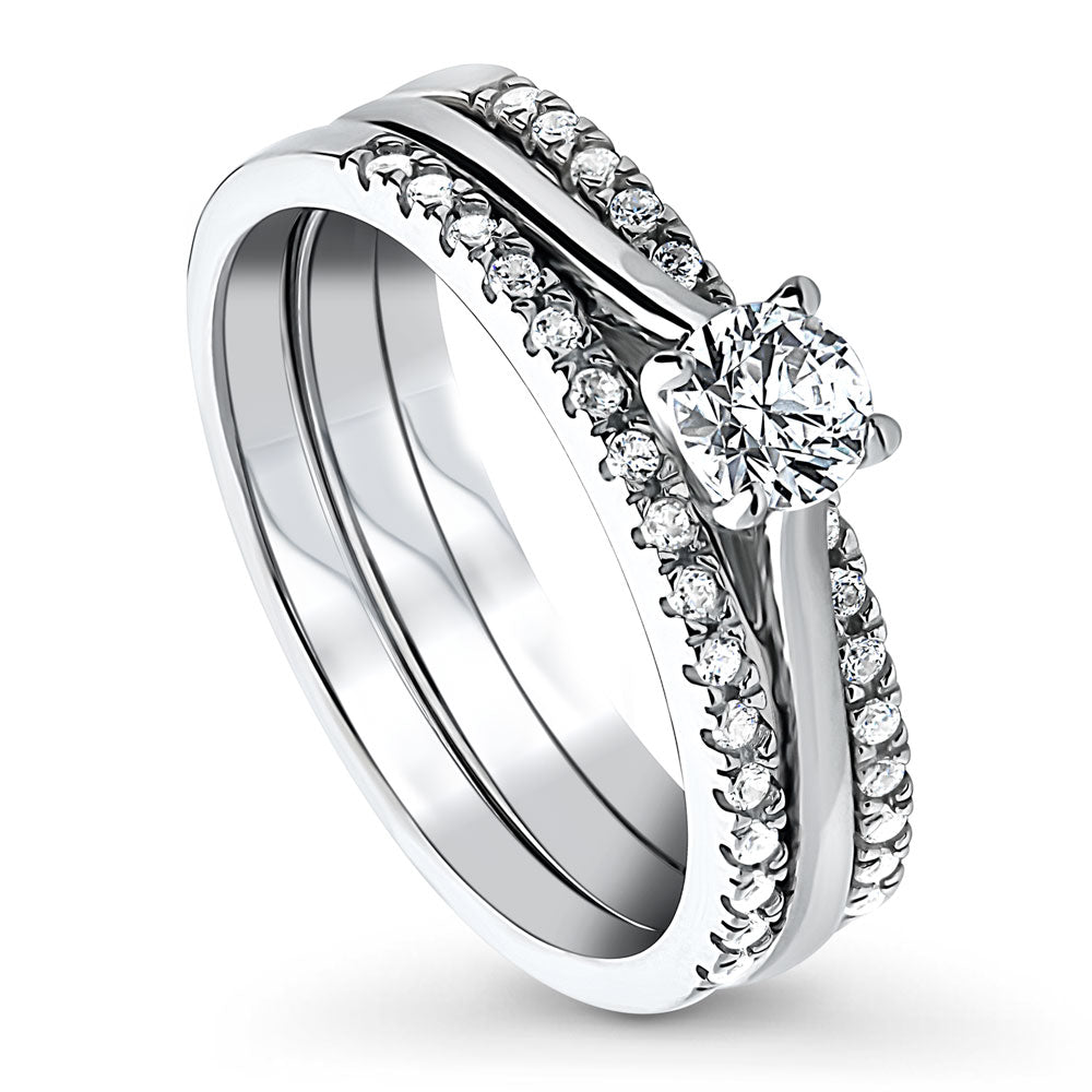 Solitaire 0.35ct Round CZ Ring Set in Sterling Silver