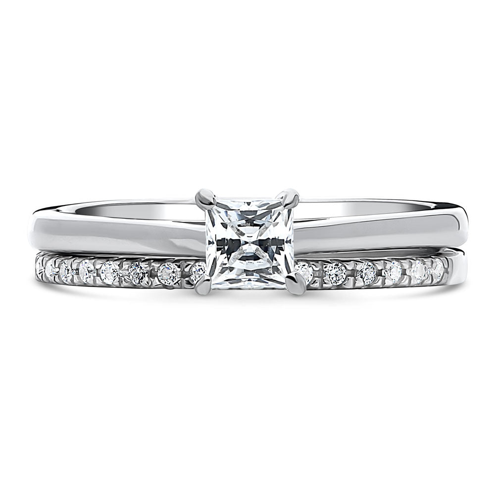 Solitaire 0.4ct Princess CZ Ring Set in Sterling Silver