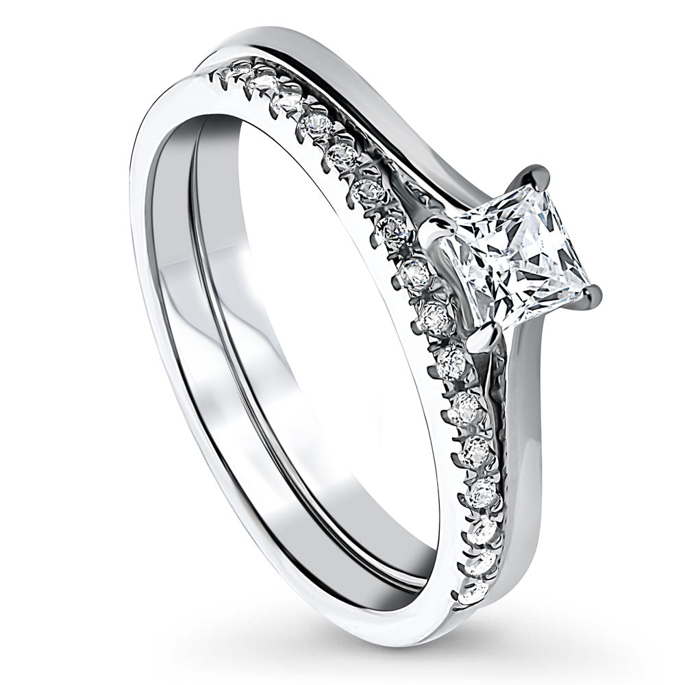 Solitaire 0.4ct Princess CZ Ring Set in Sterling Silver