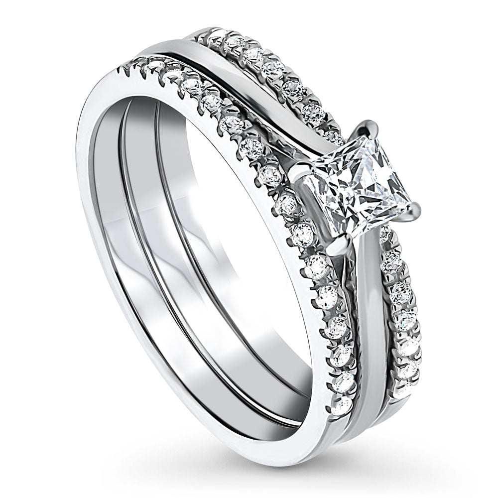 Solitaire 0.4ct Princess CZ Ring Set in Sterling Silver