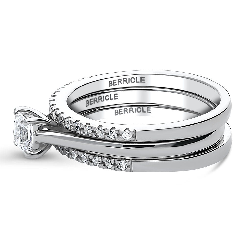 Solitaire 0.4ct Princess CZ Ring Set in Sterling Silver
