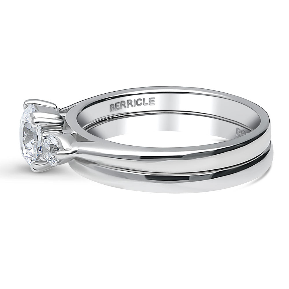 3-Stone 0.8ct CZ Ring Set in Sterling Silver