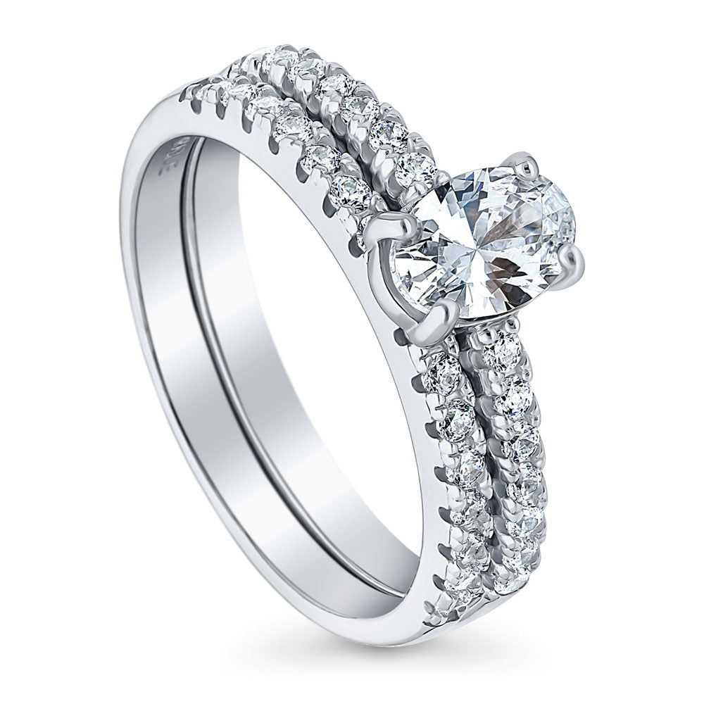 Solitaire 0.7ct Oval CZ Ring Set in Sterling Silver