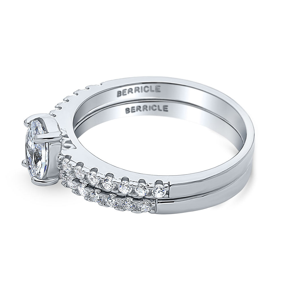 Solitaire 0.7ct Oval CZ Ring Set in Sterling Silver