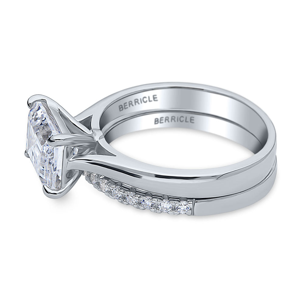 East-West Solitaire CZ Ring Set in Sterling Silver