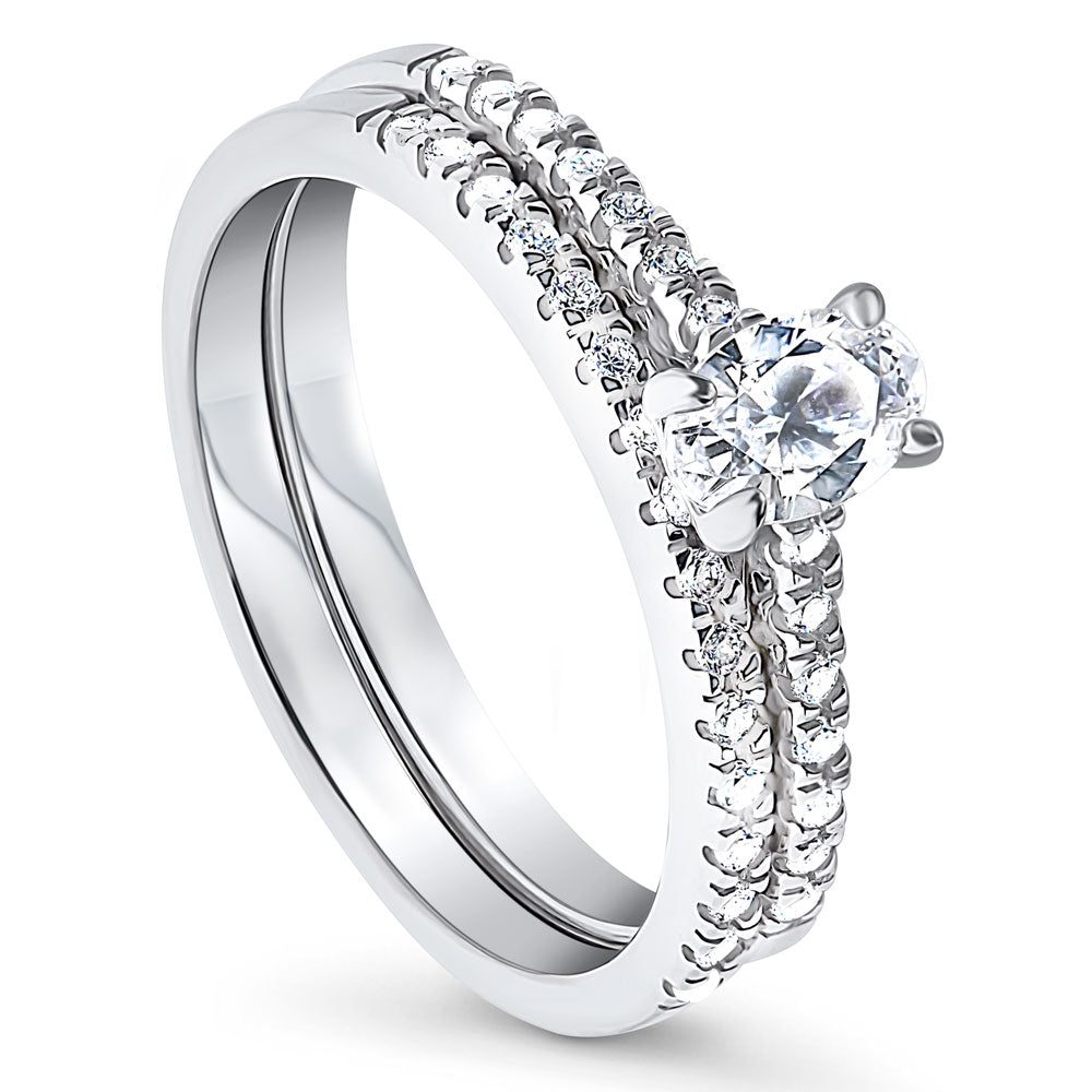 Solitaire 0.4ct Oval CZ Ring Set in Sterling Silver