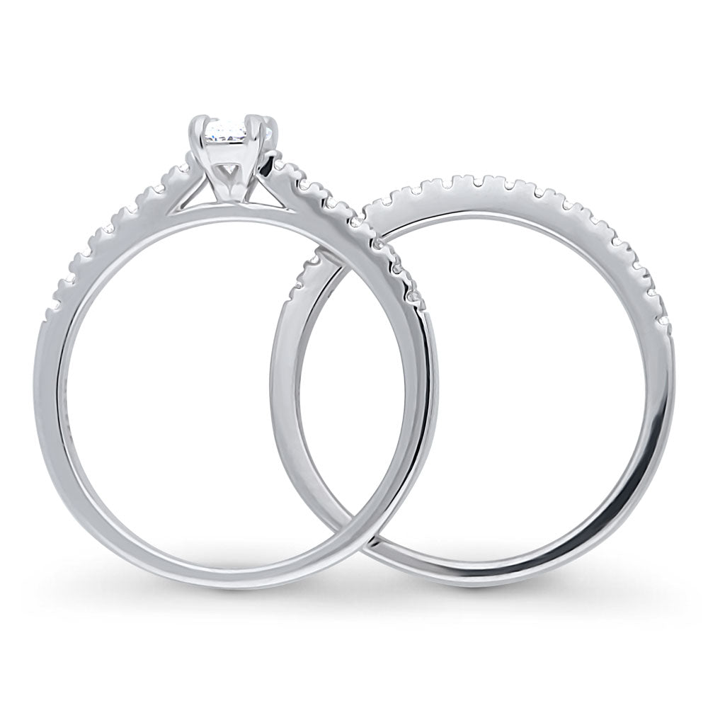 Solitaire 0.4ct Oval CZ Ring Set in Sterling Silver