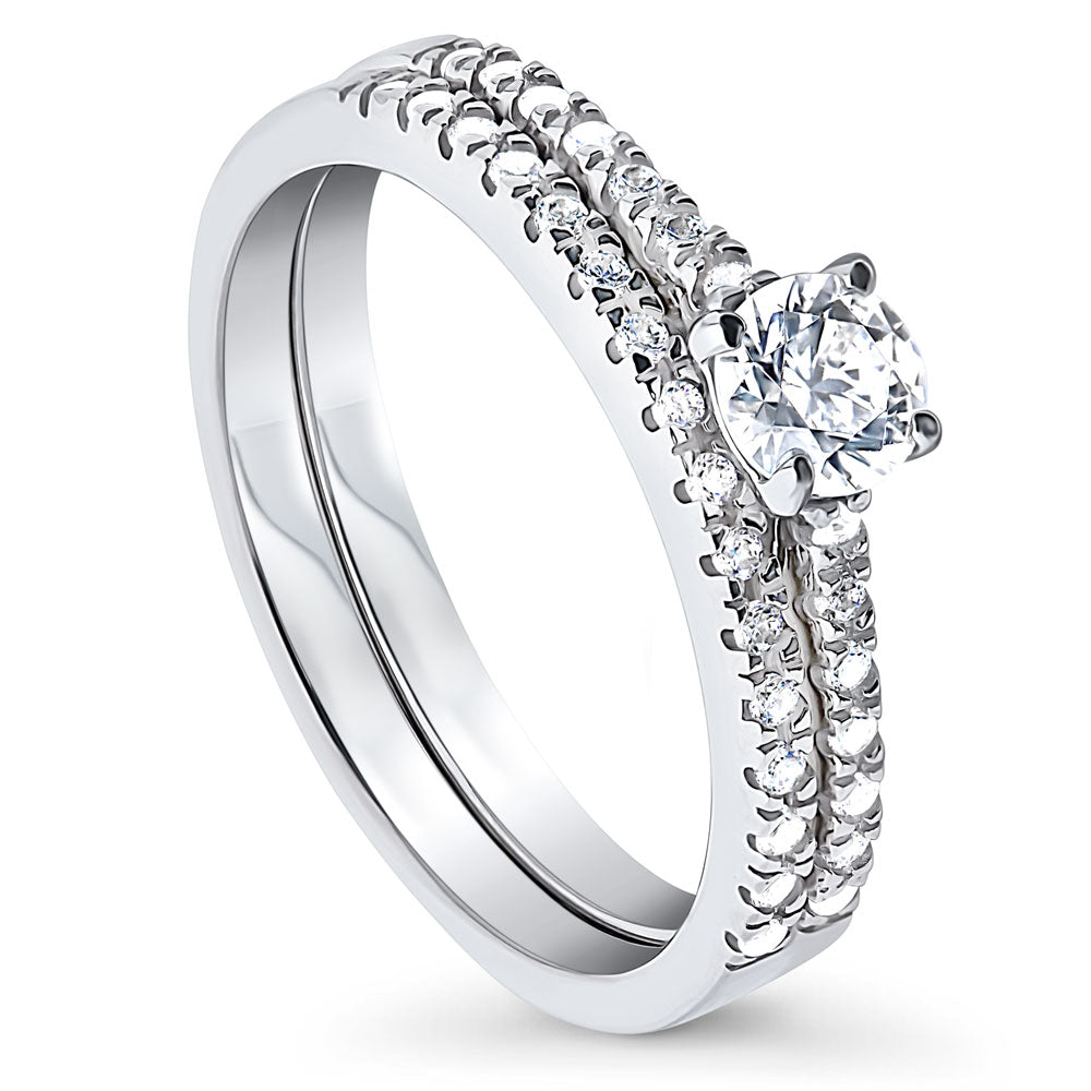 Solitaire 0.35ct Round CZ Ring Set in Sterling Silver