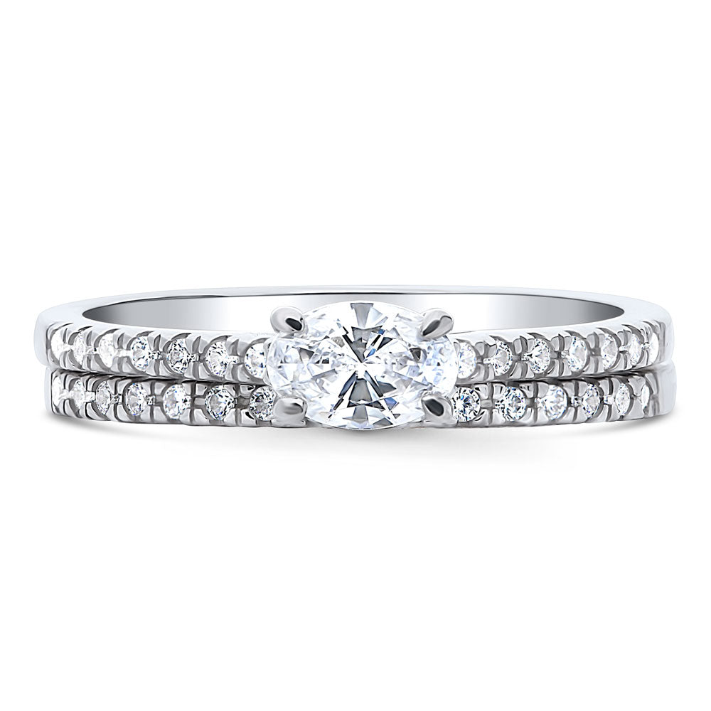 Solitaire 0.4ct Oval CZ Ring Set in Sterling Silver