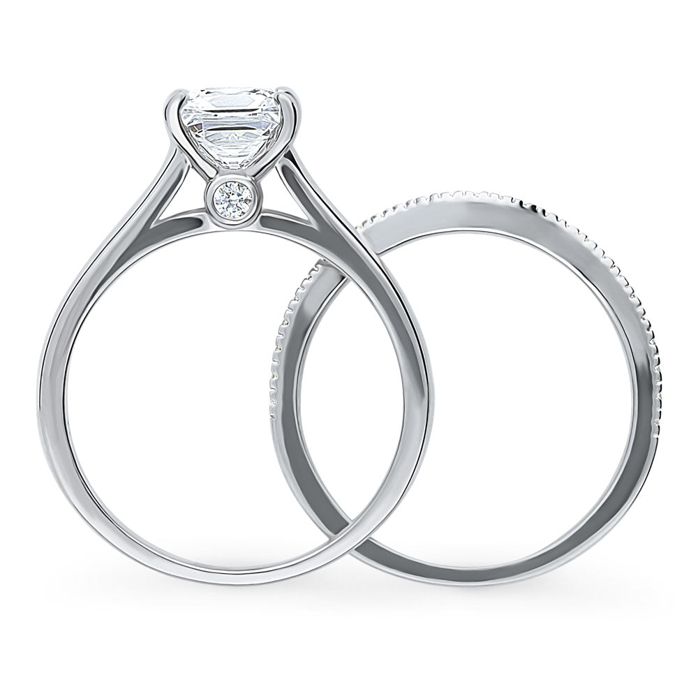 Solitaire Wishbone 1.2ct Princess CZ Ring Set in Sterling Silver