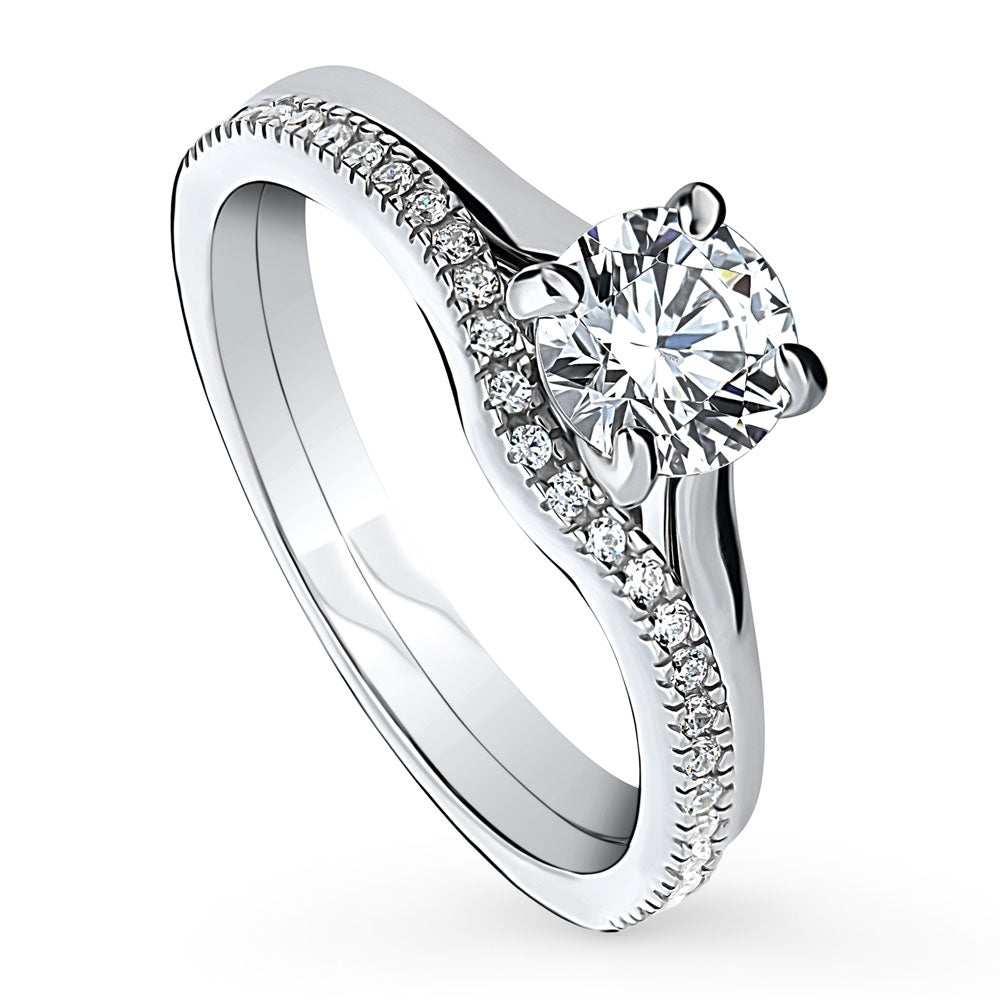 Solitaire 0.8ct Round CZ Ring Set in Sterling Silver