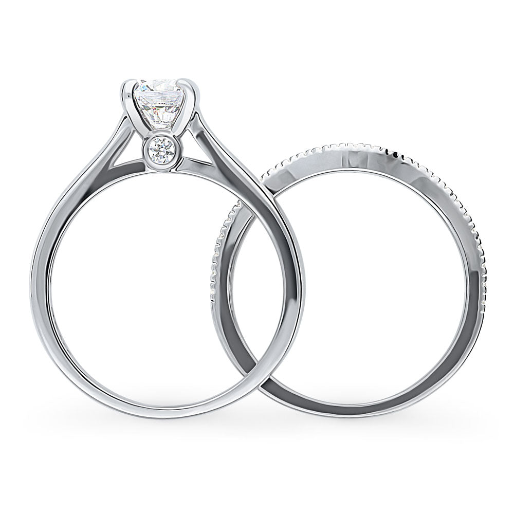 Solitaire 0.8ct Round CZ Ring Set in Sterling Silver