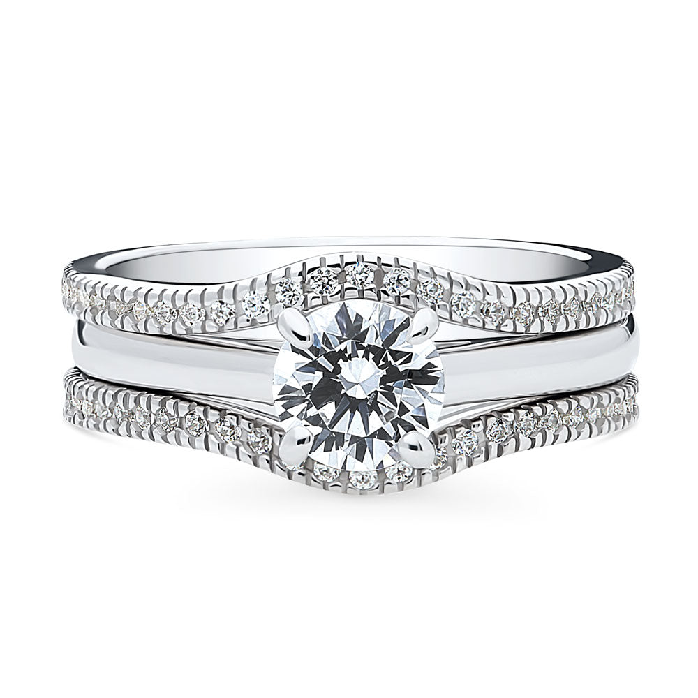 Solitaire 0.8ct Round CZ Ring Set in Sterling Silver