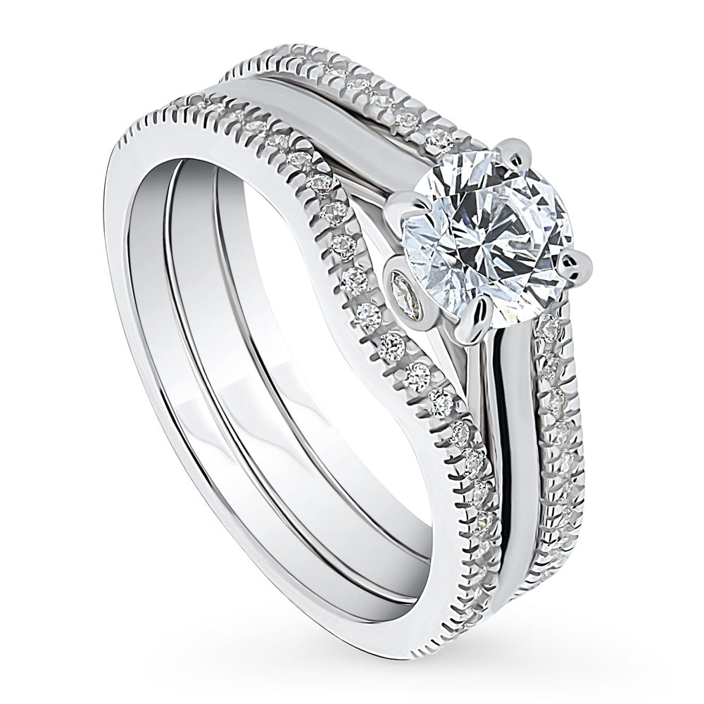 Solitaire 0.8ct Round CZ Ring Set in Sterling Silver