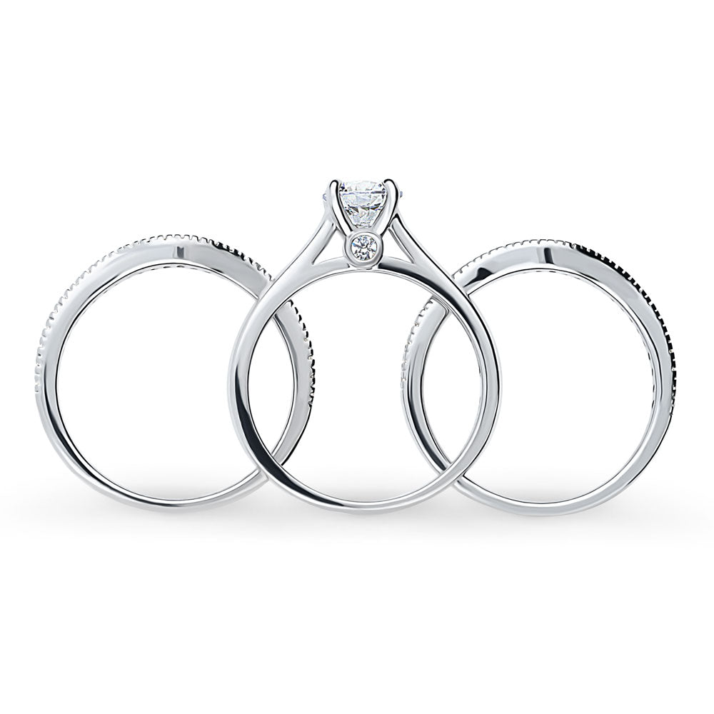 Solitaire 0.8ct Round CZ Ring Set in Sterling Silver