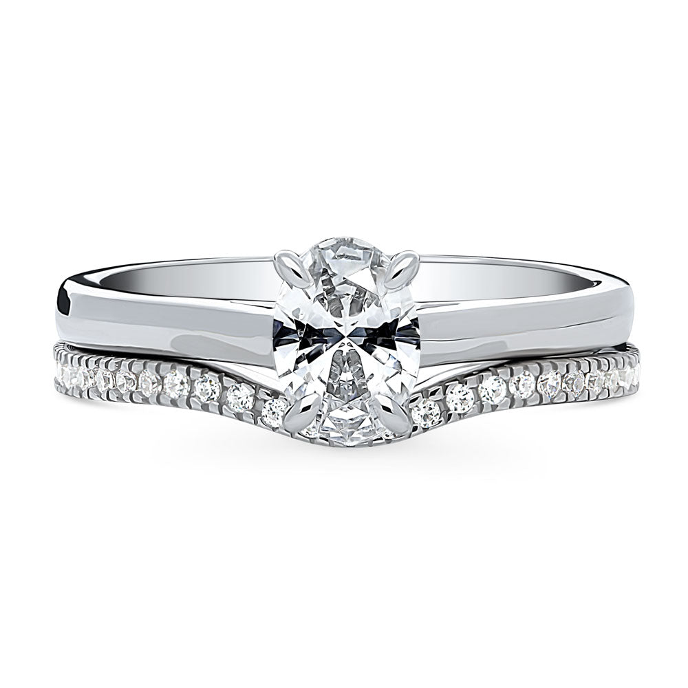 Solitaire 0.7ct Oval CZ Ring Set in Sterling Silver