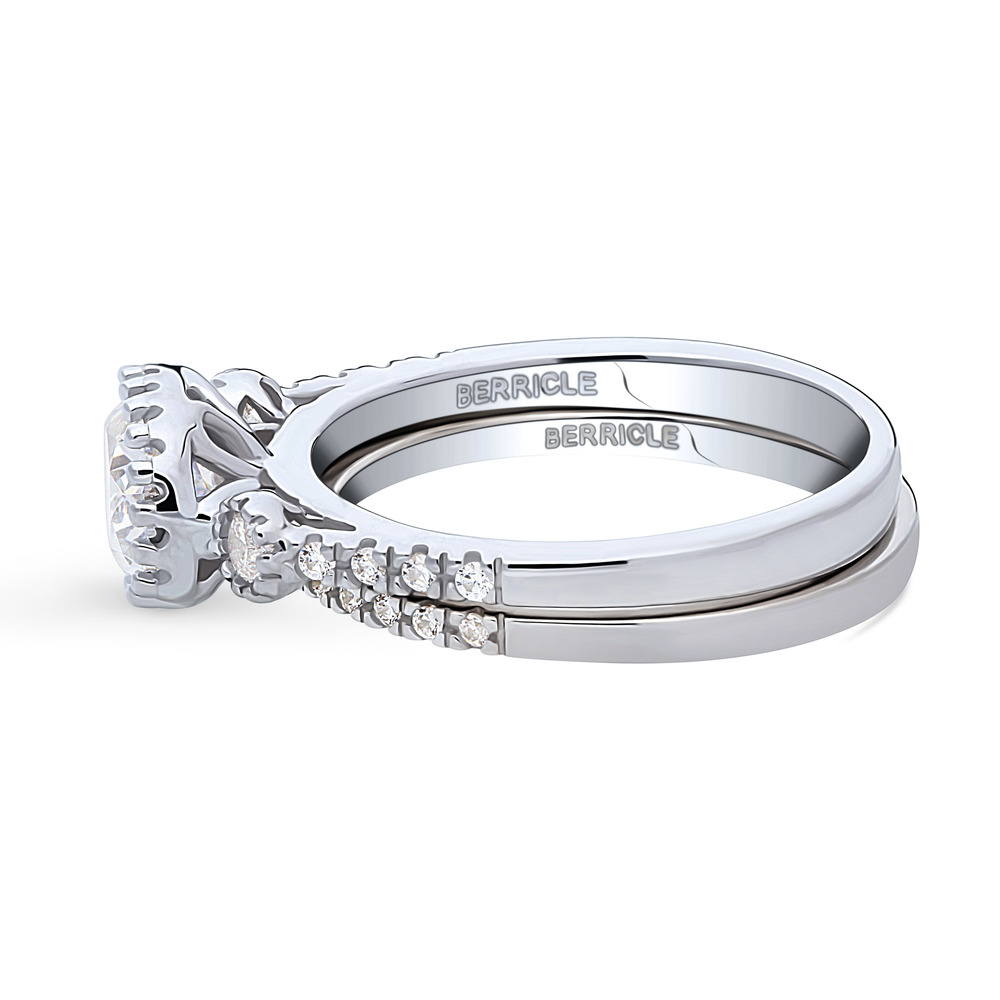 3-Stone Oval CZ Ring Set in Sterling Silver