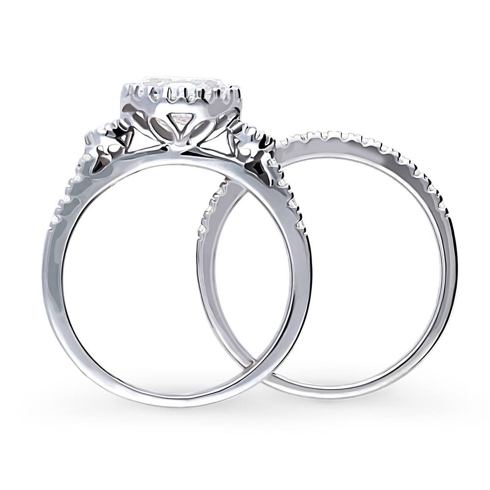 3-Stone Oval CZ Ring Set in Sterling Silver