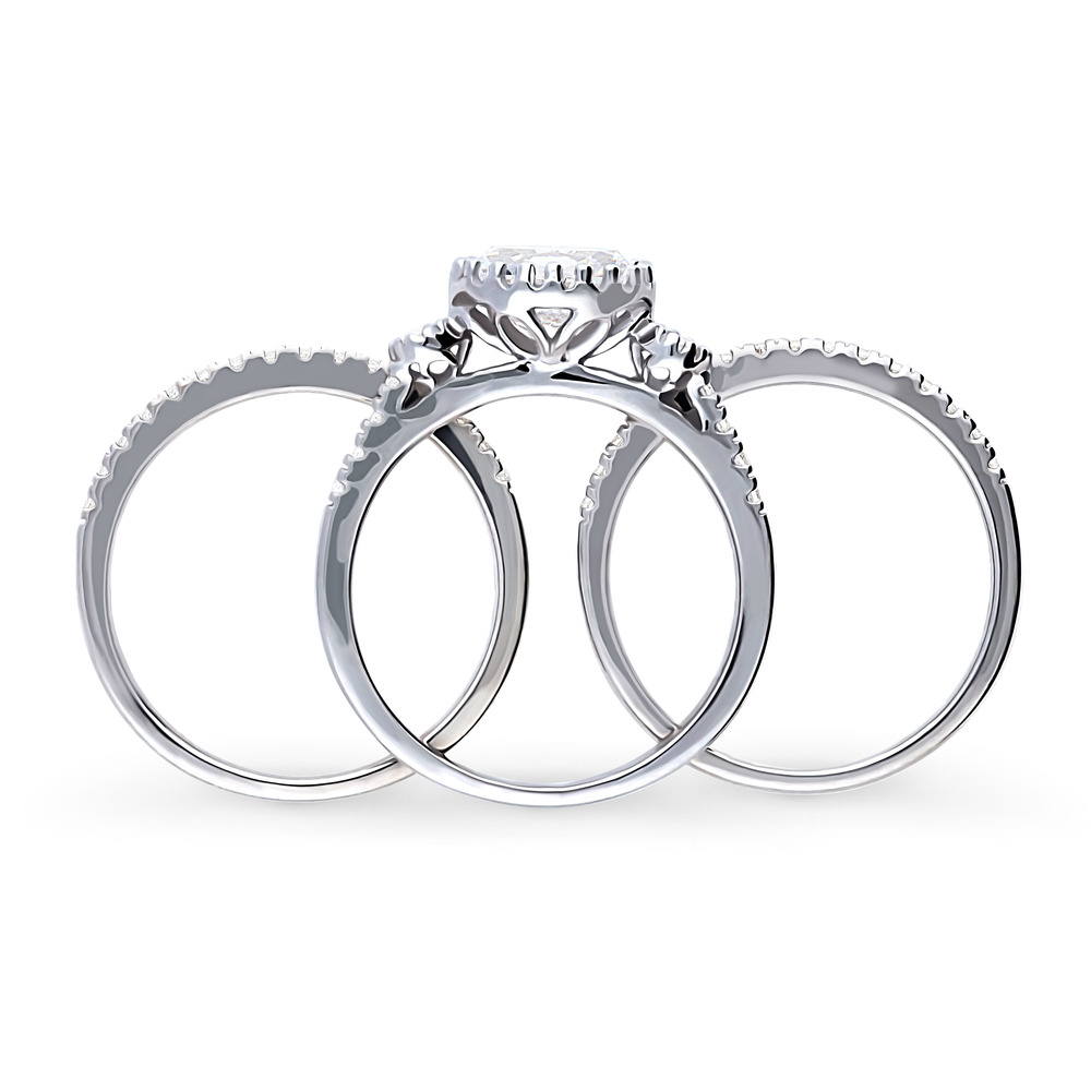 Alternate view of 3-Stone Oval CZ Ring Set in Sterling Silver, 8 of 16