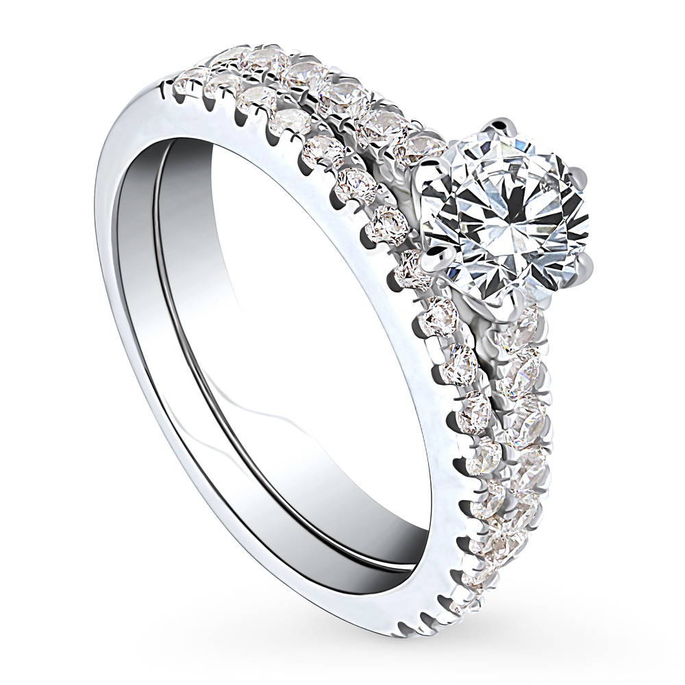 Solitaire 0.8ct CZ Ring Set in Sterling Silver