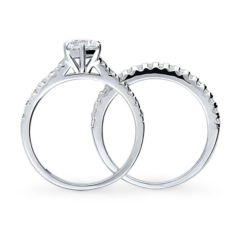 Solitaire 0.8ct CZ Ring Set in Sterling Silver