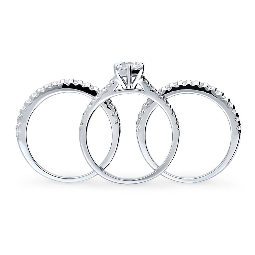 Alternate view of Solitaire 0.8ct Round CZ Ring Set in Sterling Silver, 7 of 13