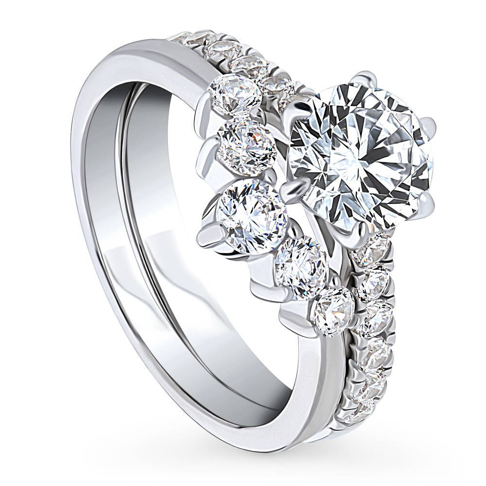 5-Stone Solitaire CZ Ring Set in Sterling Silver