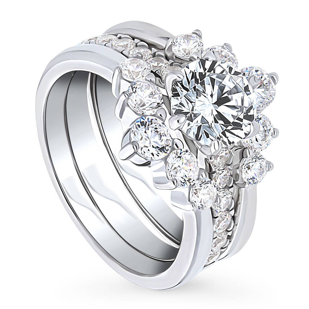 Solitaire 5-Stone Wishbone 1.25ct CZ Ring Set in Sterling Silver