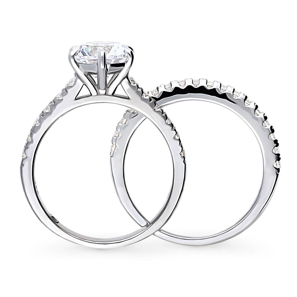 Solitaire 2ct Round CZ Ring Set in Sterling Silver