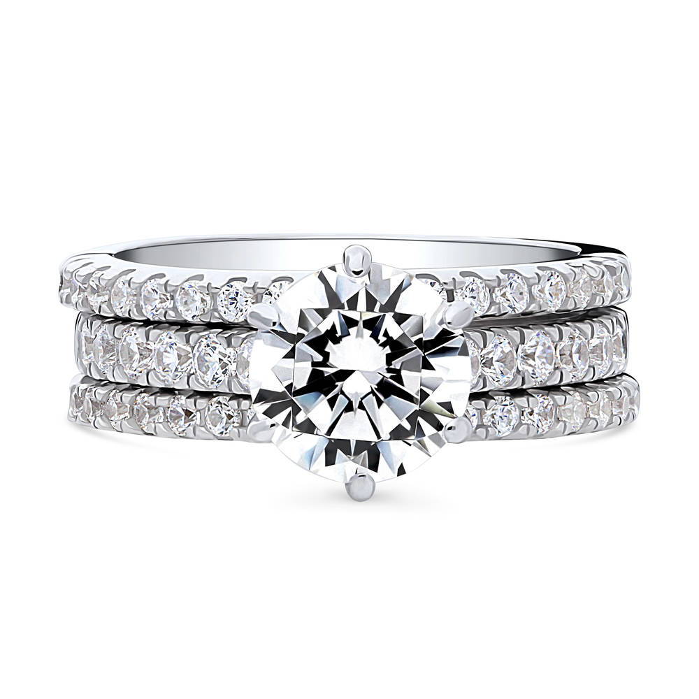 Solitaire 2ct Round CZ Ring Set in Sterling Silver, 1 of 15