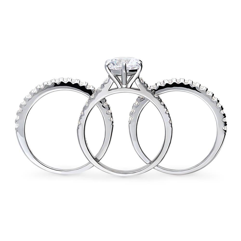 Alternate view of Solitaire 2ct Round CZ Ring Set in Sterling Silver, 6 of 13