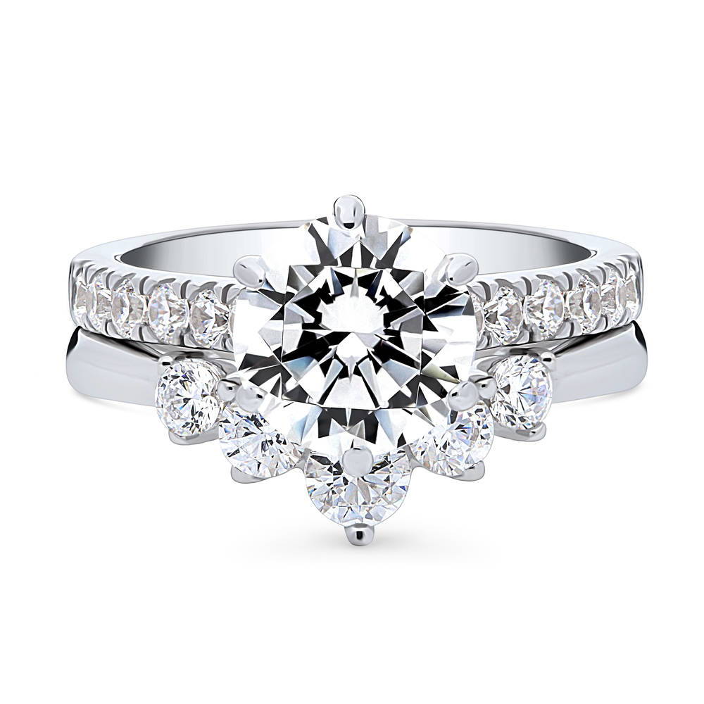 5-Stone Solitaire CZ Ring Set in Sterling Silver