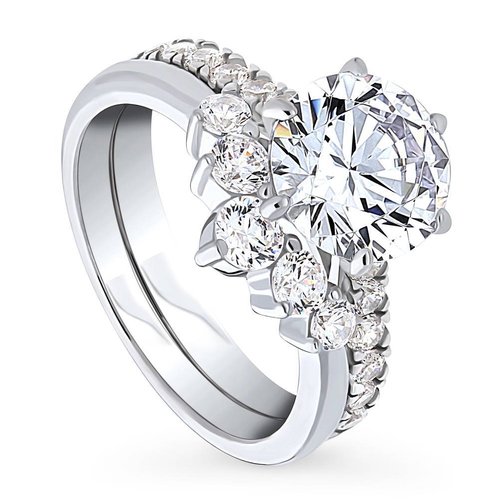 5-Stone Solitaire CZ Ring Set in Sterling Silver
