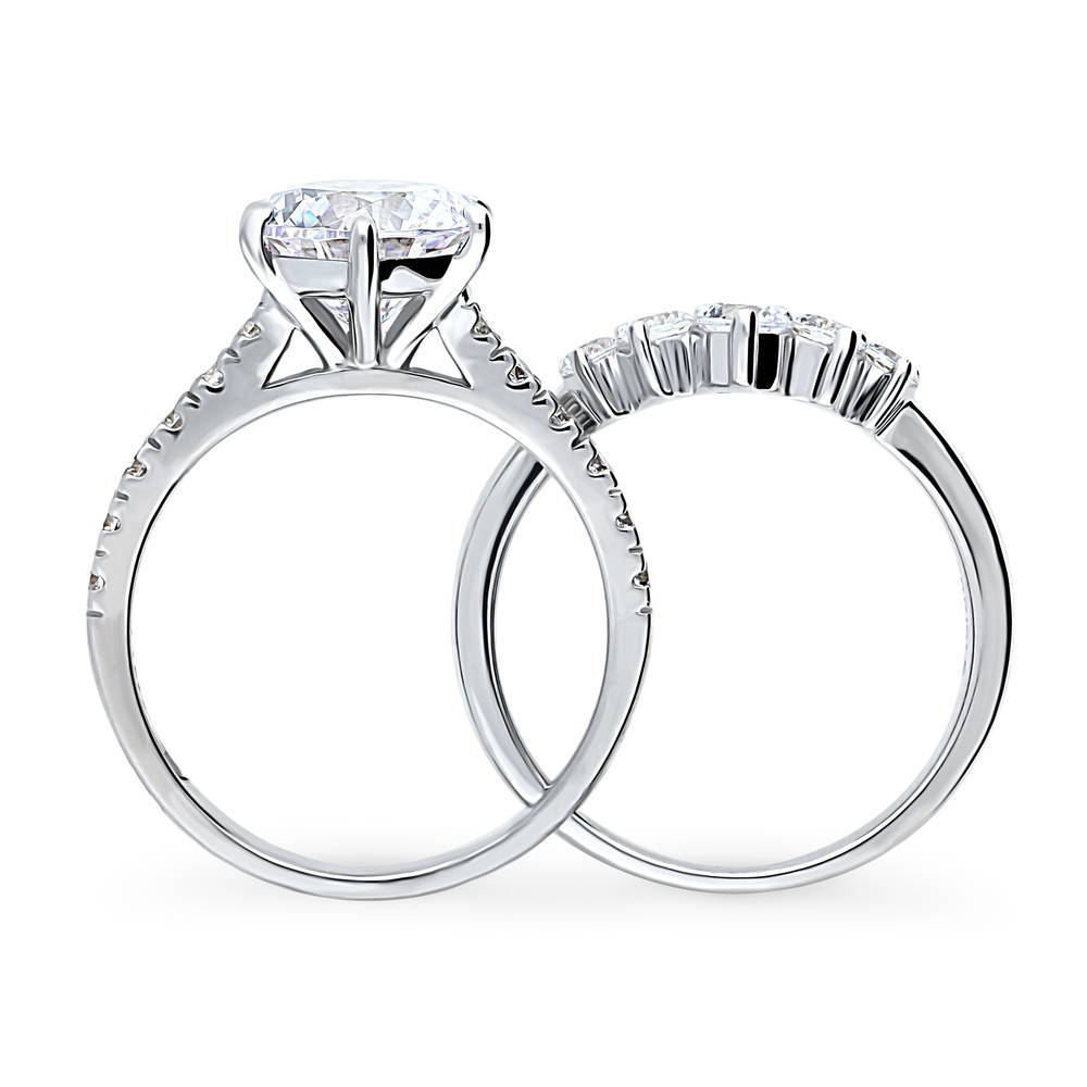5-Stone Solitaire CZ Ring Set in Sterling Silver