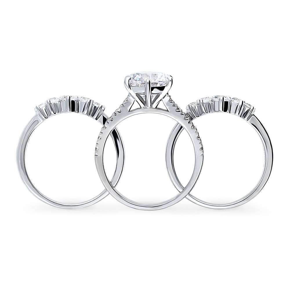 5-Stone Solitaire CZ Ring Set in Sterling Silver