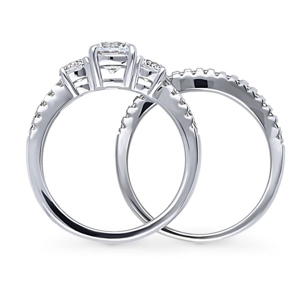 3-Stone Round CZ Ring Set in Sterling Silver