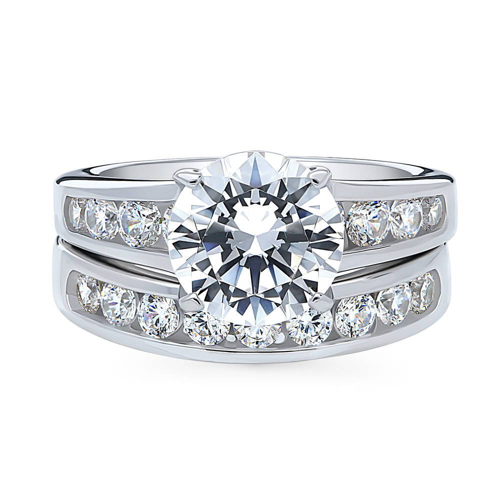 Solitaire 2.7ct Round CZ Ring Set in Sterling Silver