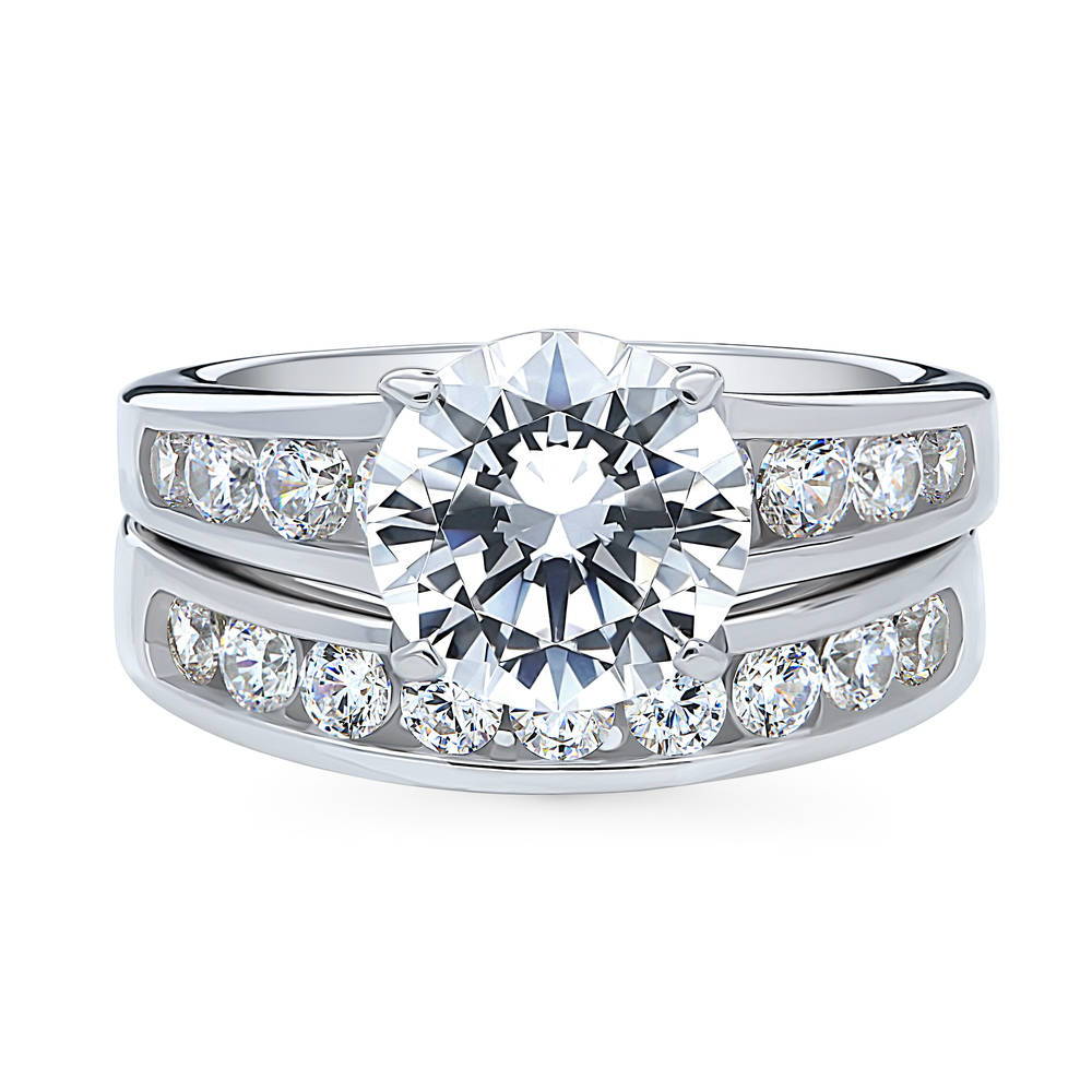 Solitaire 2.7ct Round CZ Ring Set in Sterling Silver, 1 of 19