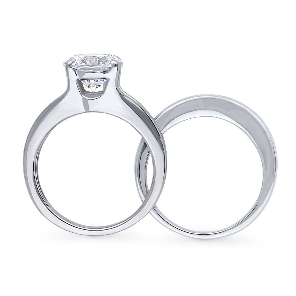 Solitaire 2.7ct Round CZ Ring Set in Sterling Silver