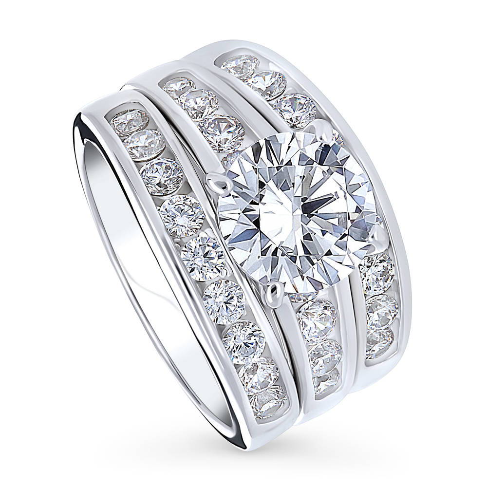 Solitaire 2.7ct CZ Ring Set in Sterling Silver