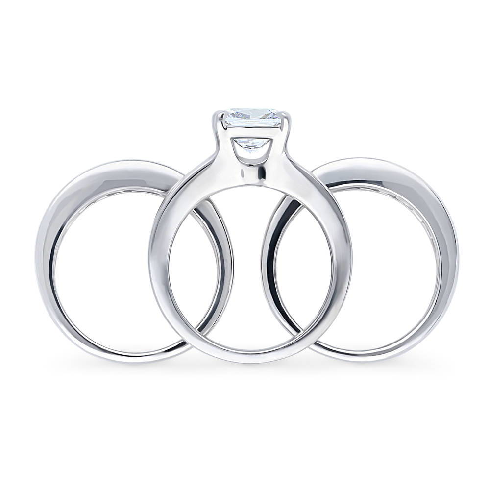 Alternate view of Solitaire 3ct Cushion CZ Ring Set in Sterling Silver, 8 of 16