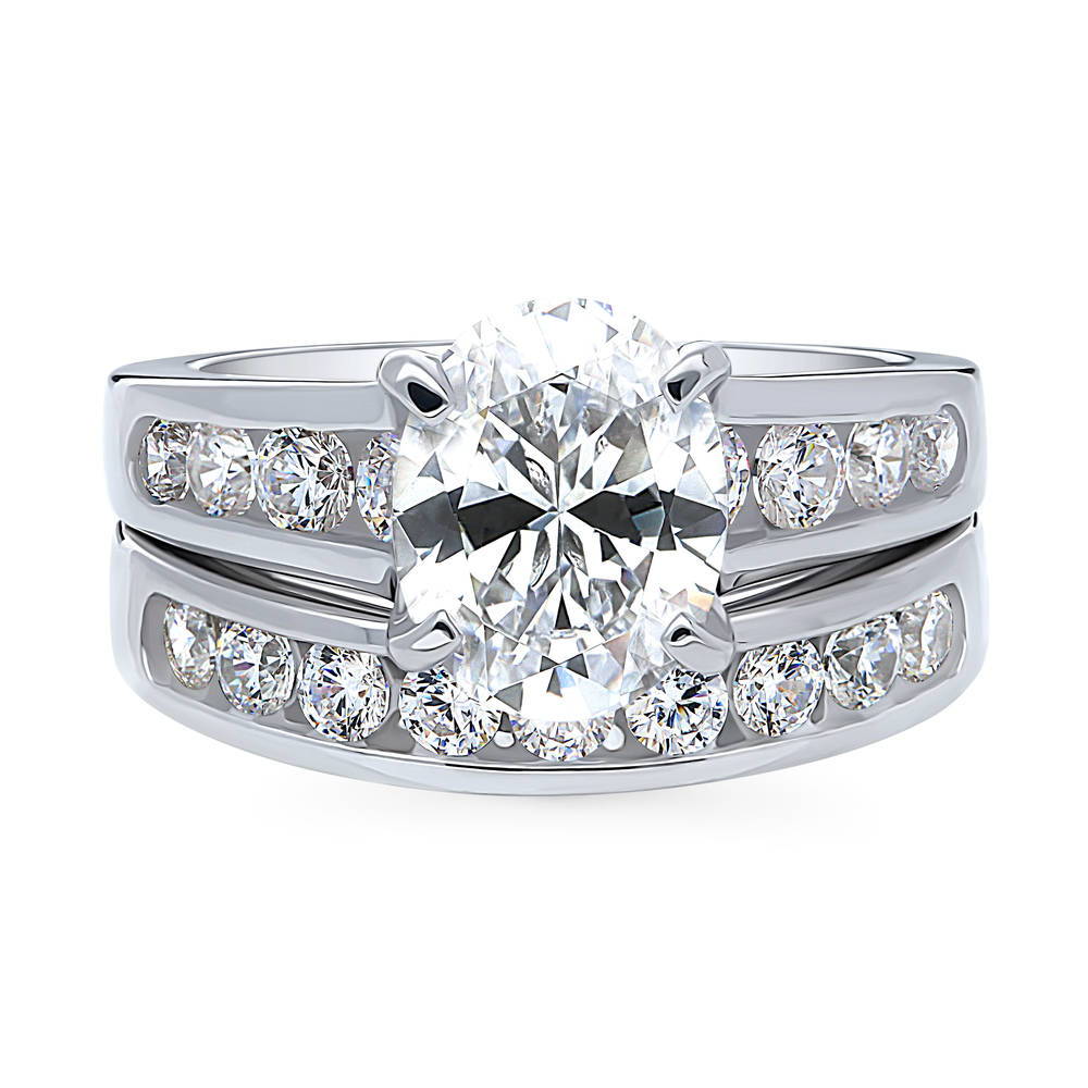 Solitaire 2.5ct Oval CZ Ring Set in Sterling Silver, 1 of 16